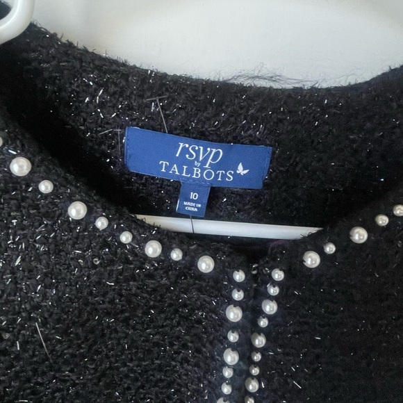 Talbots Black Cropped Blazer with Textured Fabric and Decorative Trim - Picture 6 of 7